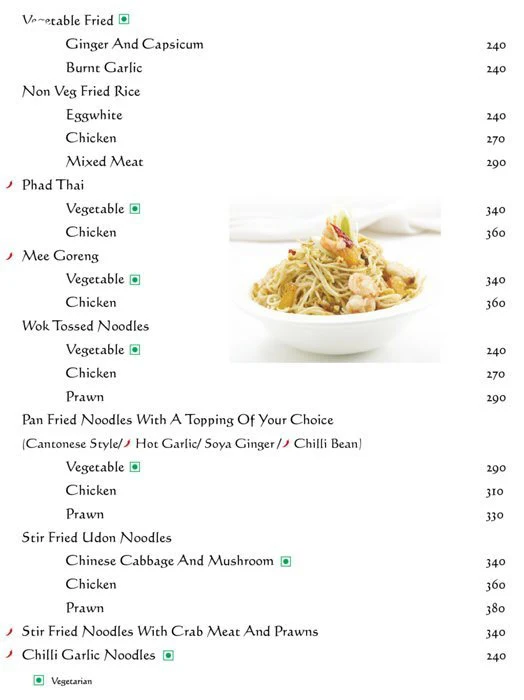 Mainland China menu 