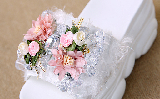 Title 21, Womens cute rhinestone thick bottom flower san...