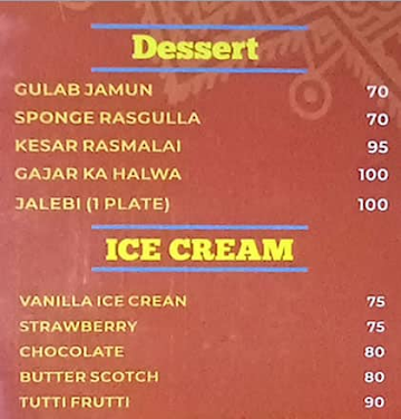 Basant Dhaba menu 