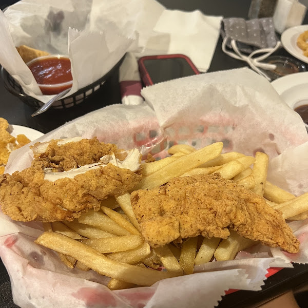 Gluten-free chicken tenders and fries!