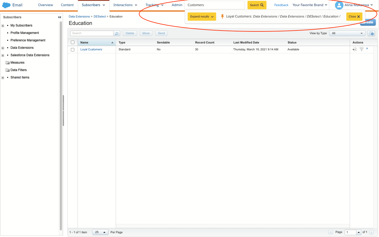 DESelect Search in Salesforce Marketing Cloud Preview image 5