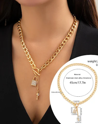 Women's Thick Chain Necklace with S - 2