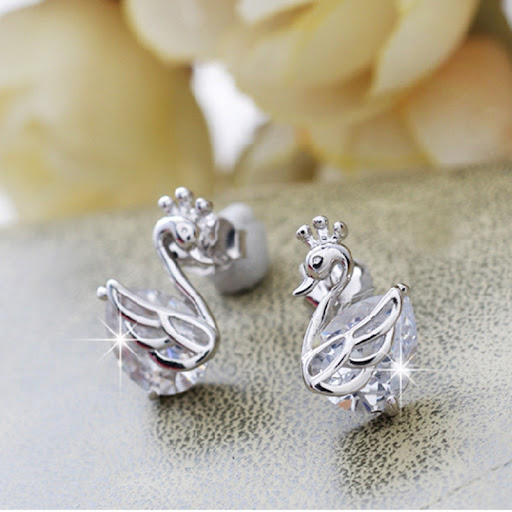 Title 4, Womens Fashion Crown Swan Stud Earrings, styli...