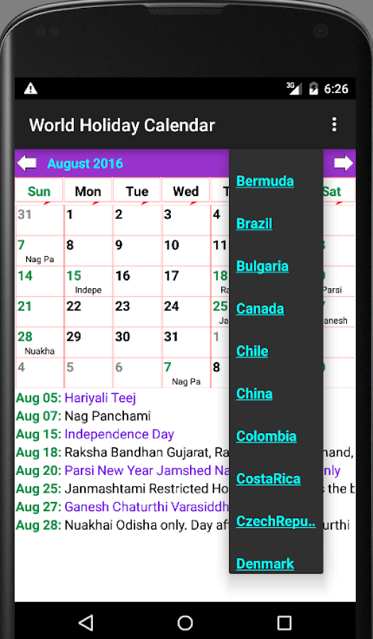 Holiday Calendar Free Android Apps on Google Play