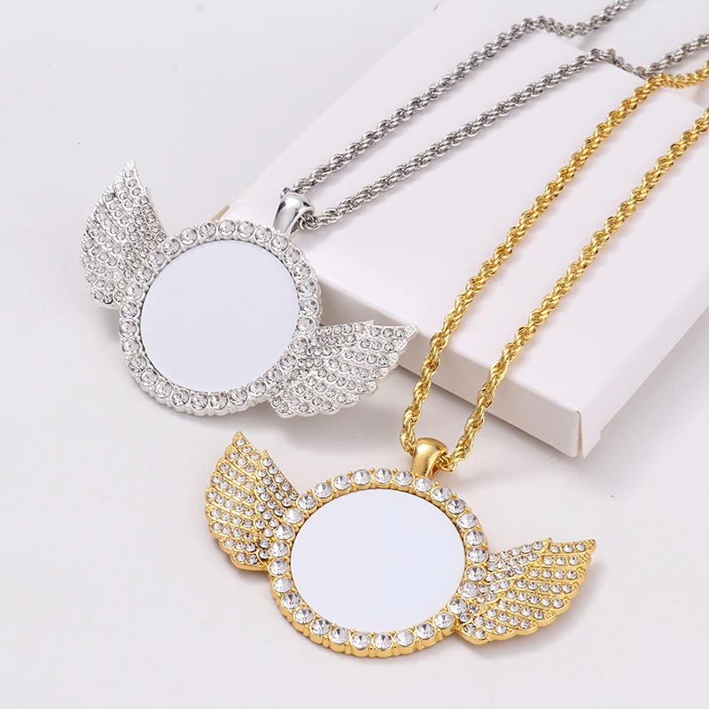Collier ailes d'ange vierge pour transfert thermique Personnalisez vos bijoux Créez des cadeaux uniques et personnalisés par sublimation