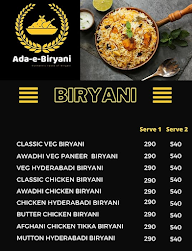 Ada E Biryani menu 1