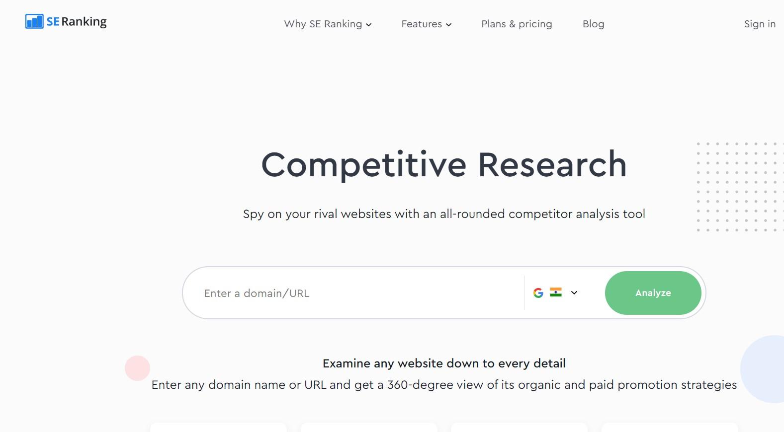 SE Ranking competitor keyword research tool.