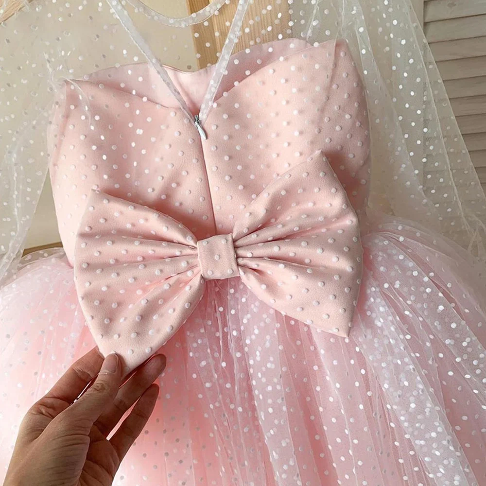 Title 4, Robe longue de mariage pour fille à pois et den...