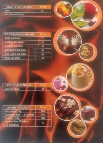 The Cakez menu 