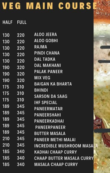 Ihf Punjabi Delite menu 