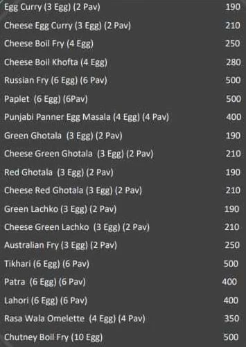 Surti Egg menu 