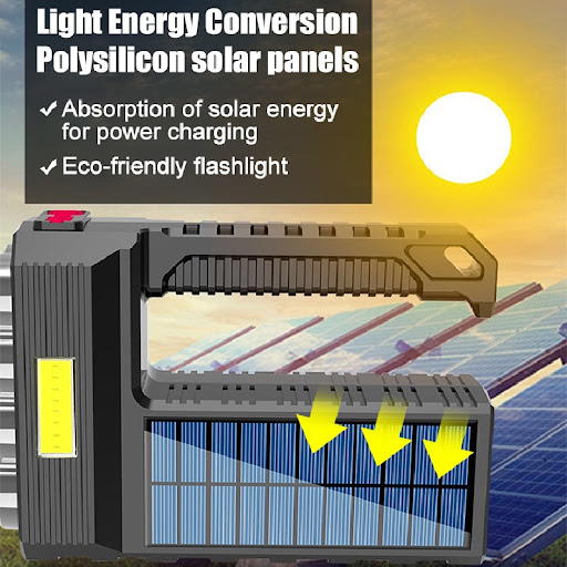 Title 2, Solar Rechargeable USB LED Flashlight for outdo...