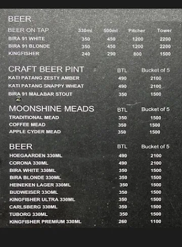 Kabana Lounge And Bar menu 
