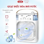 Quạt Điều Hòa Hơi Nước Mini Melli 3 Chế Độ Gió Dung Tích Bình Chứa Nước 600Ml Tích Hợp Đèn Led Sạc Usb Để Bàn Tiện Dụng