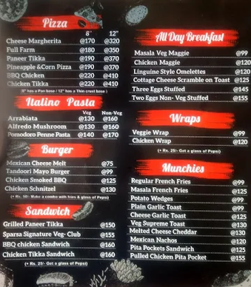Sparsa Cafe menu 