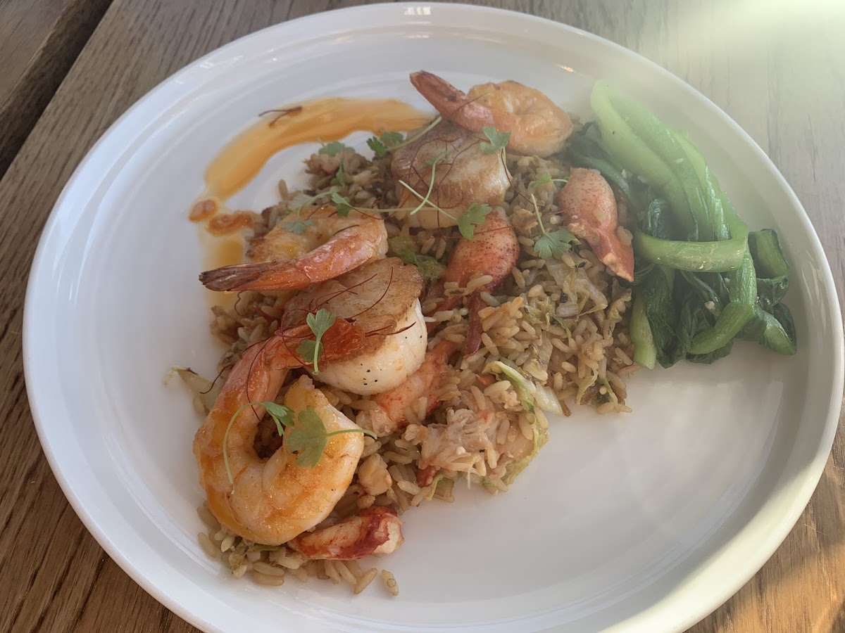 Shrimp & Scallops over lobster fried rice