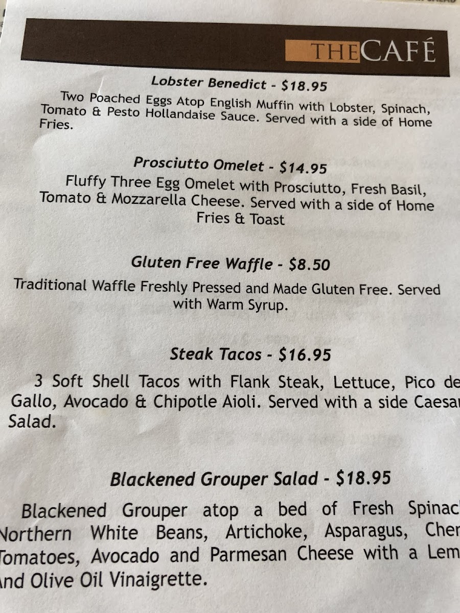 The Cafe gluten-free menu