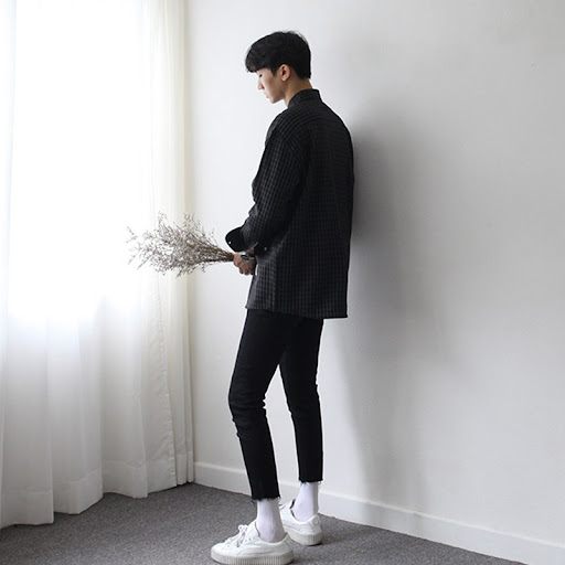 Title 2, Pure Black Nine-sided Nine Denim Pants for Men