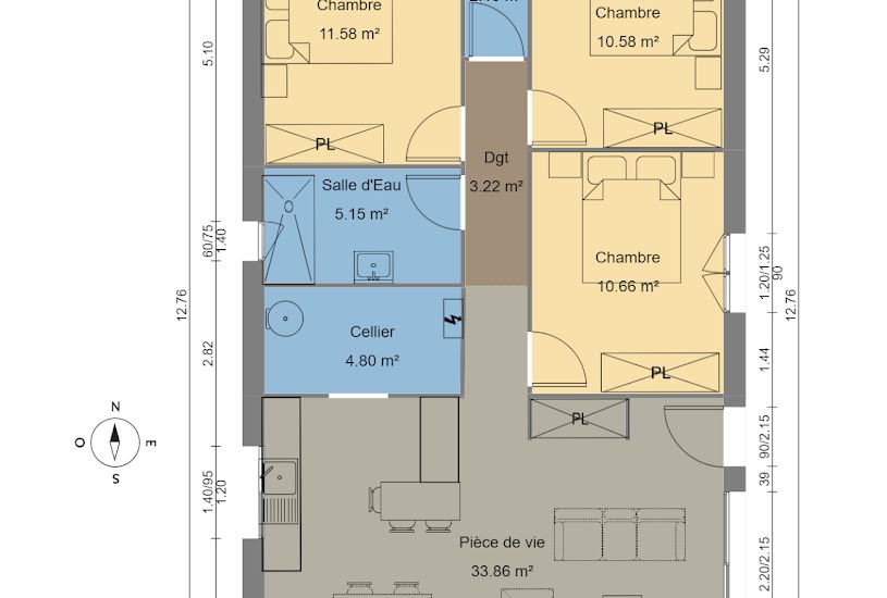  Vente Terrain + Maison - Terrain : 750m² - Maison : 82m² à Saugnac-et-Cambran (40180) 