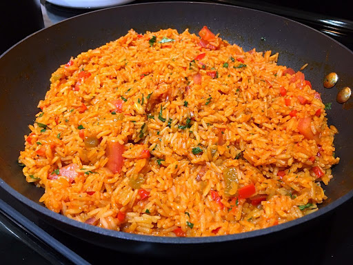 Rice dish in a large saucepan