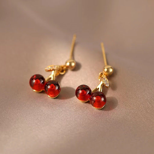 Title 3, Red Cherry Garnet Necklace For Women Niche Desi...