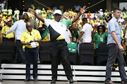 African National Congress President Cyril Ramaphosa wave to supporters as he arrives during the party's Election Manifesto Launch at the Moses Mabhida Stadium in Durban on Saturday, 12 January 2019. Cosatu, expects the events to unite the movement and erase factions and divisions that have rocked the province. 