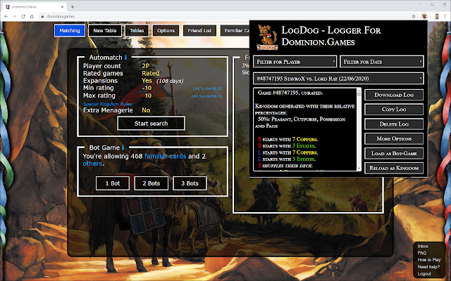 LogDog - Logger for Dominion Online chrome extension