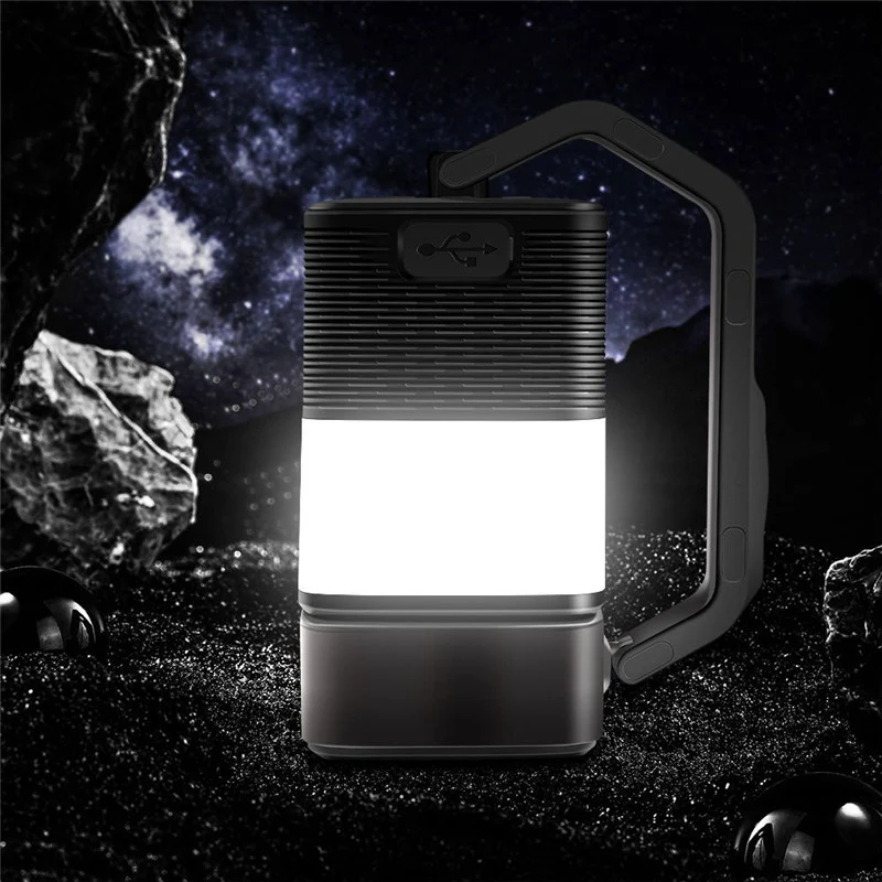 Draagbare, oplaadbare multifunctionele campinglamp met audio. Ideaal voor kamperen, verlichting en muziek, en ook een powerbank!