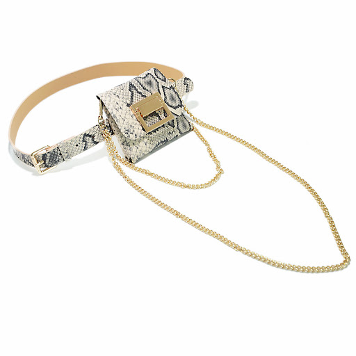 Title 1, All-match snake pattern shoulder bag with decor...