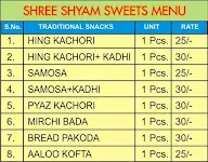 Shri Shyam Sweet's menu 1