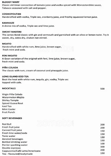 The River Restaurant menu 