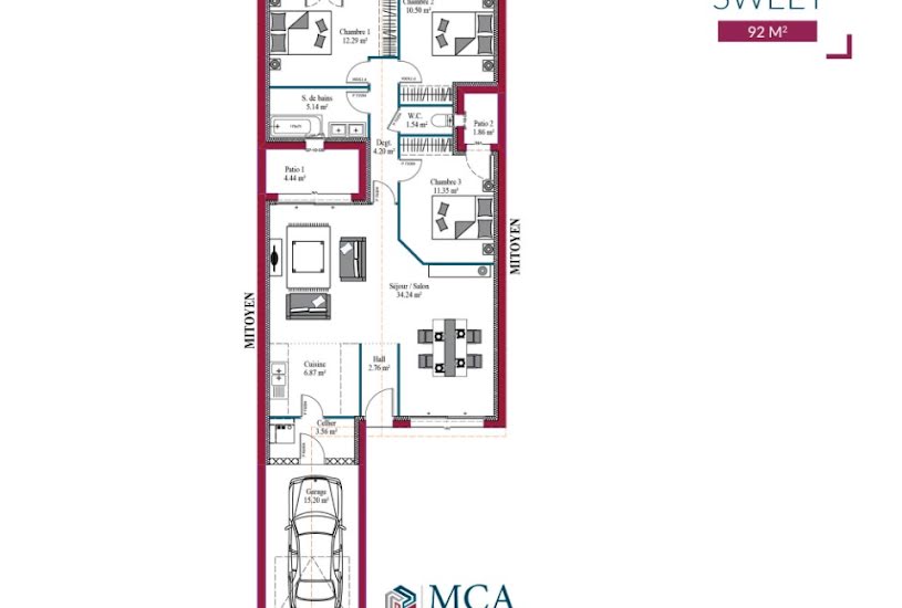  Vente Terrain + Maison - Terrain : 1 368m² - Maison : 99m² à Ménesplet (24700) 