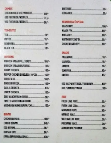 Hennuru Cafe & Restaurant menu 
