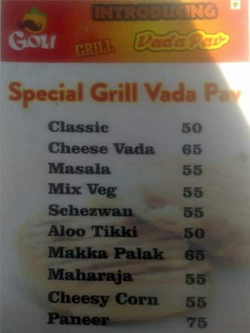 Goli Vada Pav No. 1 menu 