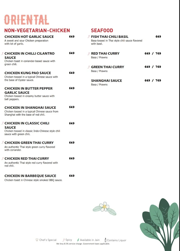 Rainforest menu 