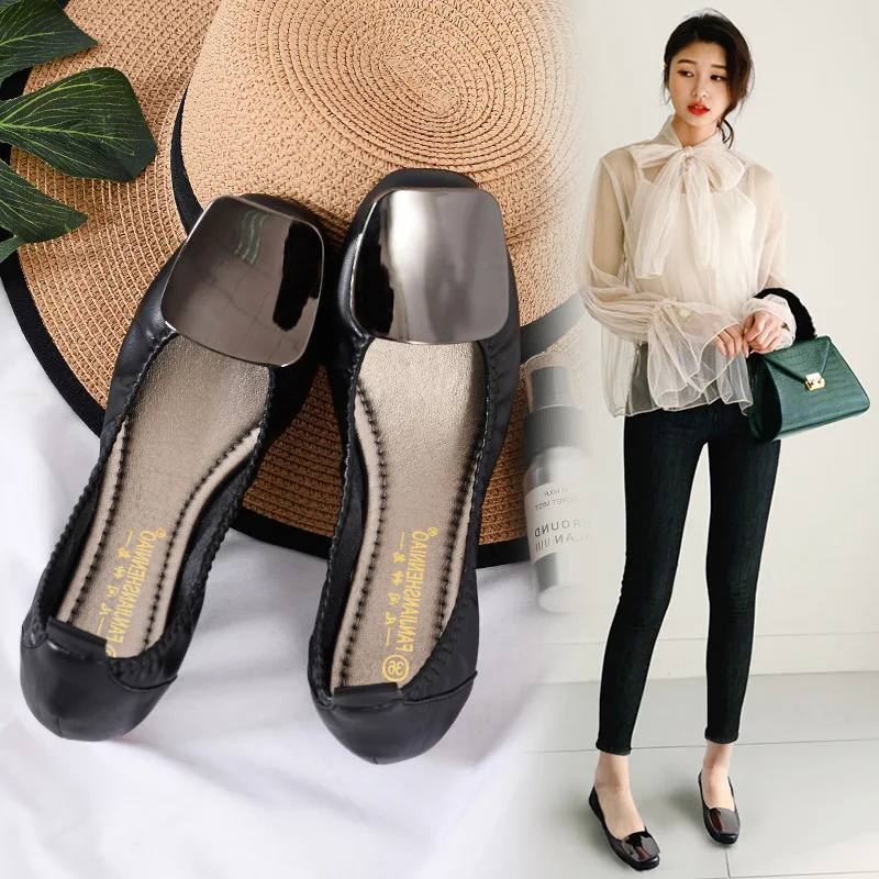 Vierkante neus platte schoenen met vierkante gesp voor dagelijks gebruik. Comfortabel en modieus, perfect voor elke outfit.