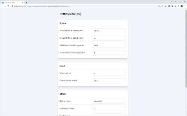 Twitter Shortcut Plus chrome extension