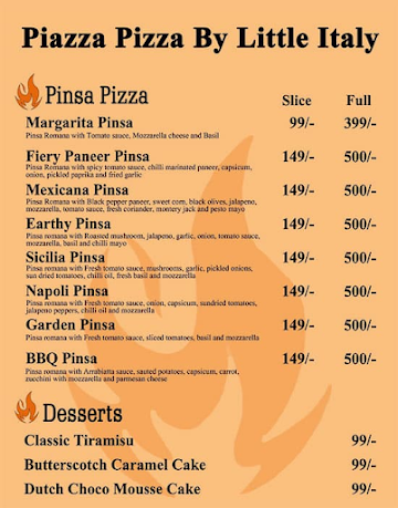 Piazza Pizza By Little Italy menu 