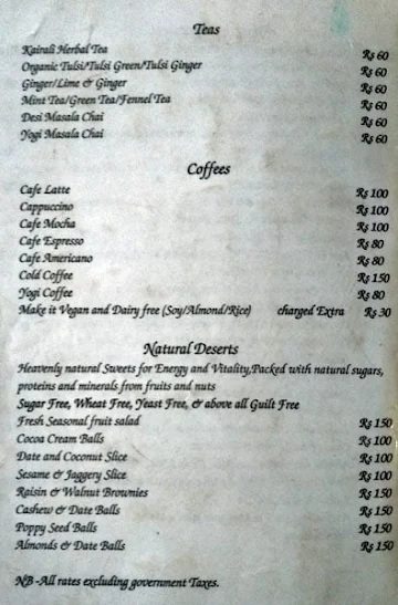 Sanskriti Cafe menu 