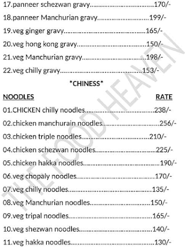 The Food Heaven menu 