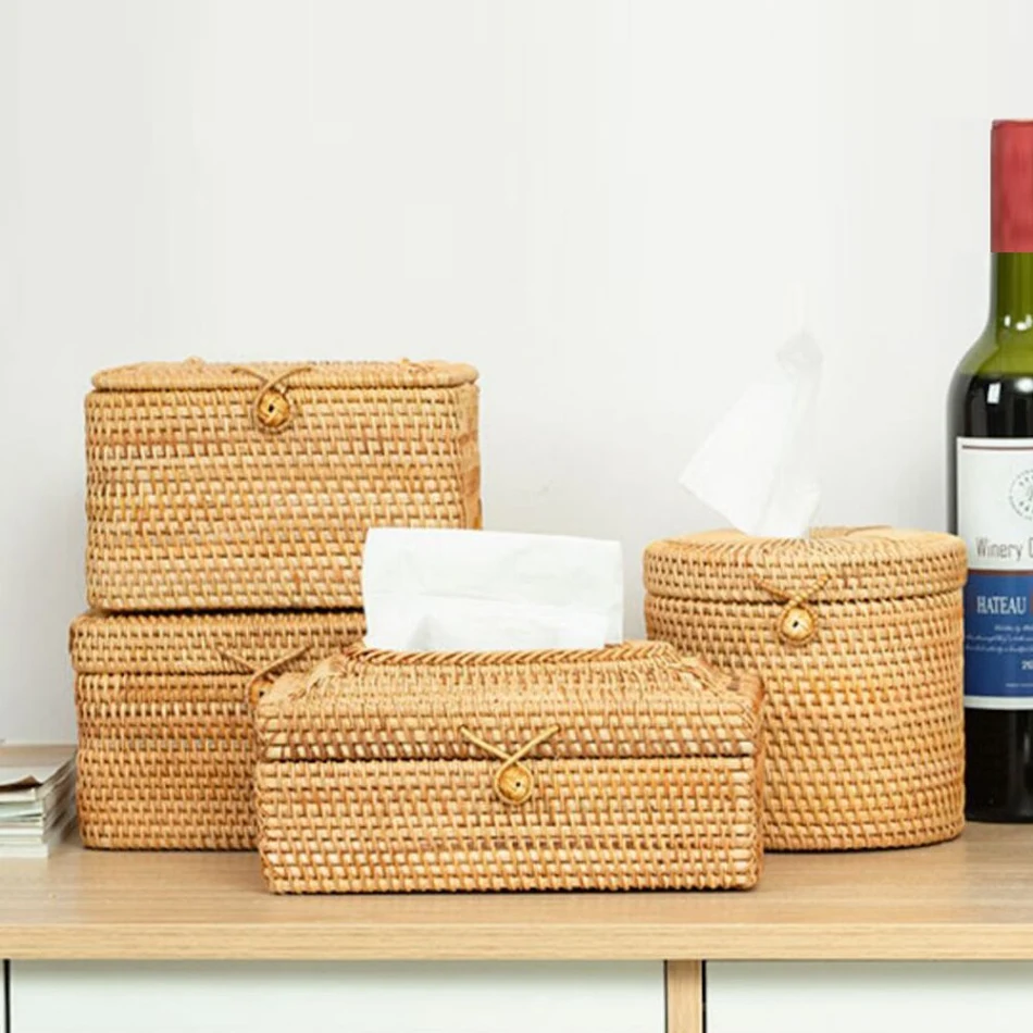 Handgemaakte rotan tissuebox Lades voor woonkamer en slaapkamer Opbergbox Stijlvolle en functionele organizer voor je huis