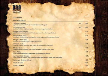 BBQ Factory menu 