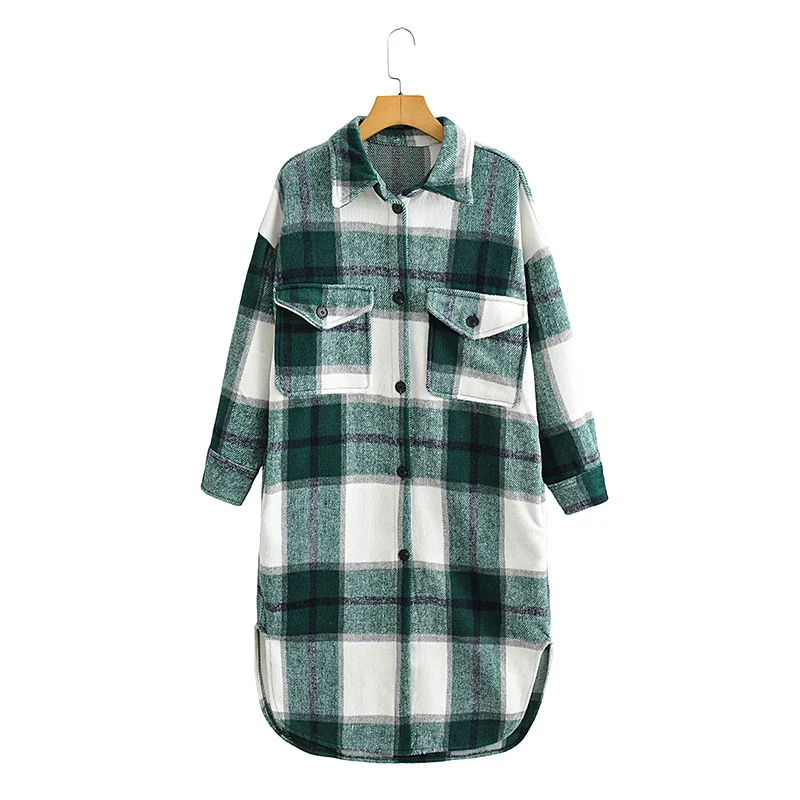 Geruite trenchcoat met knoopsluiting en revers voor dames, warm en stijlvol voor herfst en winter, perfect voor elke gelegenheid en outfit.