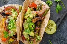 Grilled Portobello Mushroom Asparagus Fajitas
