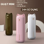 Quạt Mini Cầm Tay , Quạt Tích Điện Đa Năng Kiêm Sạc Dự Phòng 2000Mah New New New