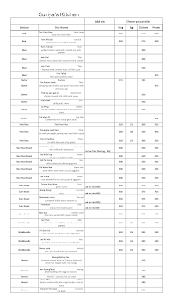 Suriya's Kitchen menu 2