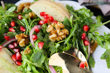 Apple Arugula Walnut Salad with Rosemary Vinaigrette