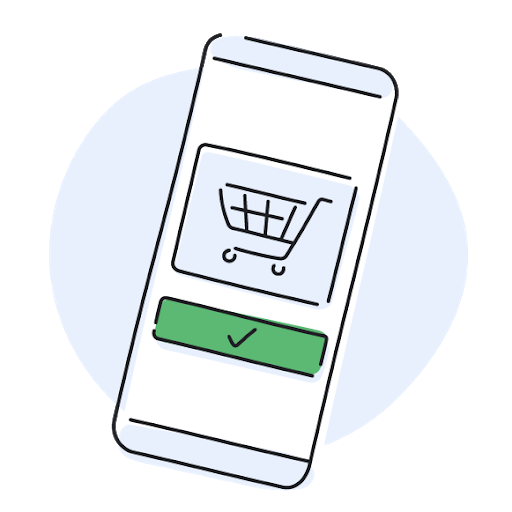 Online shopping basket on a mobile UX.