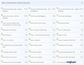 WarmOven Cake & Desserts menu 