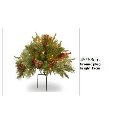 Decorações natalinas com luzes LED de pinheiro para exteriores, simulação e tomadas no chão, para um jardim festivo.